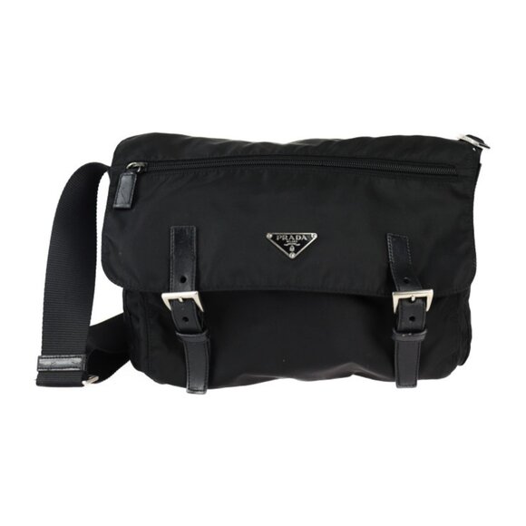 PRADA Black Leather Shoulder Bag